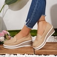 thumbnail image 3 of Rokment Womens Platform Wedge Loafers Fall Stylish Casual Solid Leather Memory Foam Chunky Heels Slip on Business Office Work Casual Shoes, 3 of 5