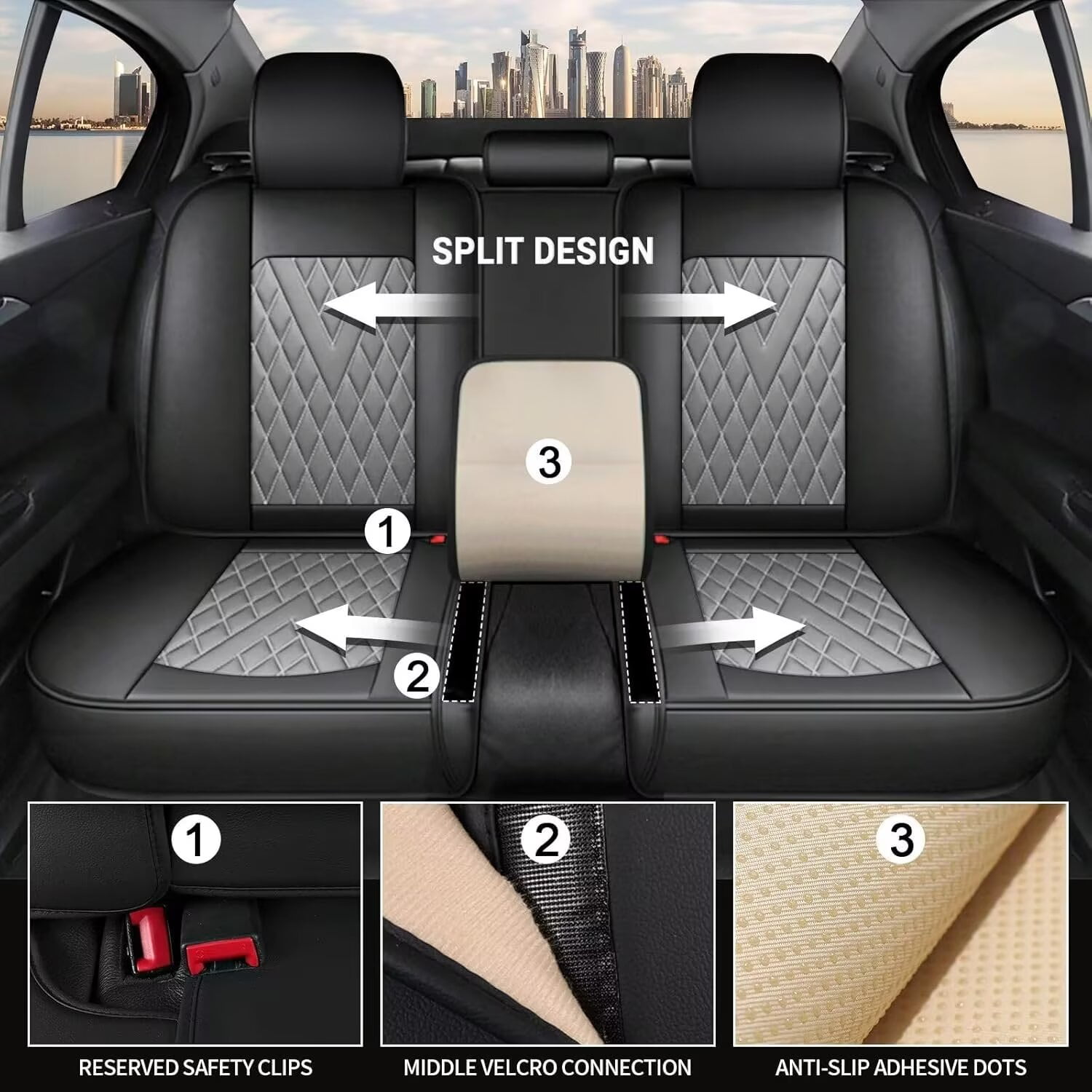 DIKSOAKR Full Set Seat Covers Fit for Subaru Impreza 2012-2024 2025 Faux Leather Car Seat Covers Waterproof Anti-Slip Automotive Seat Cushion(Black&Grey)-2 Rows 5 Seats