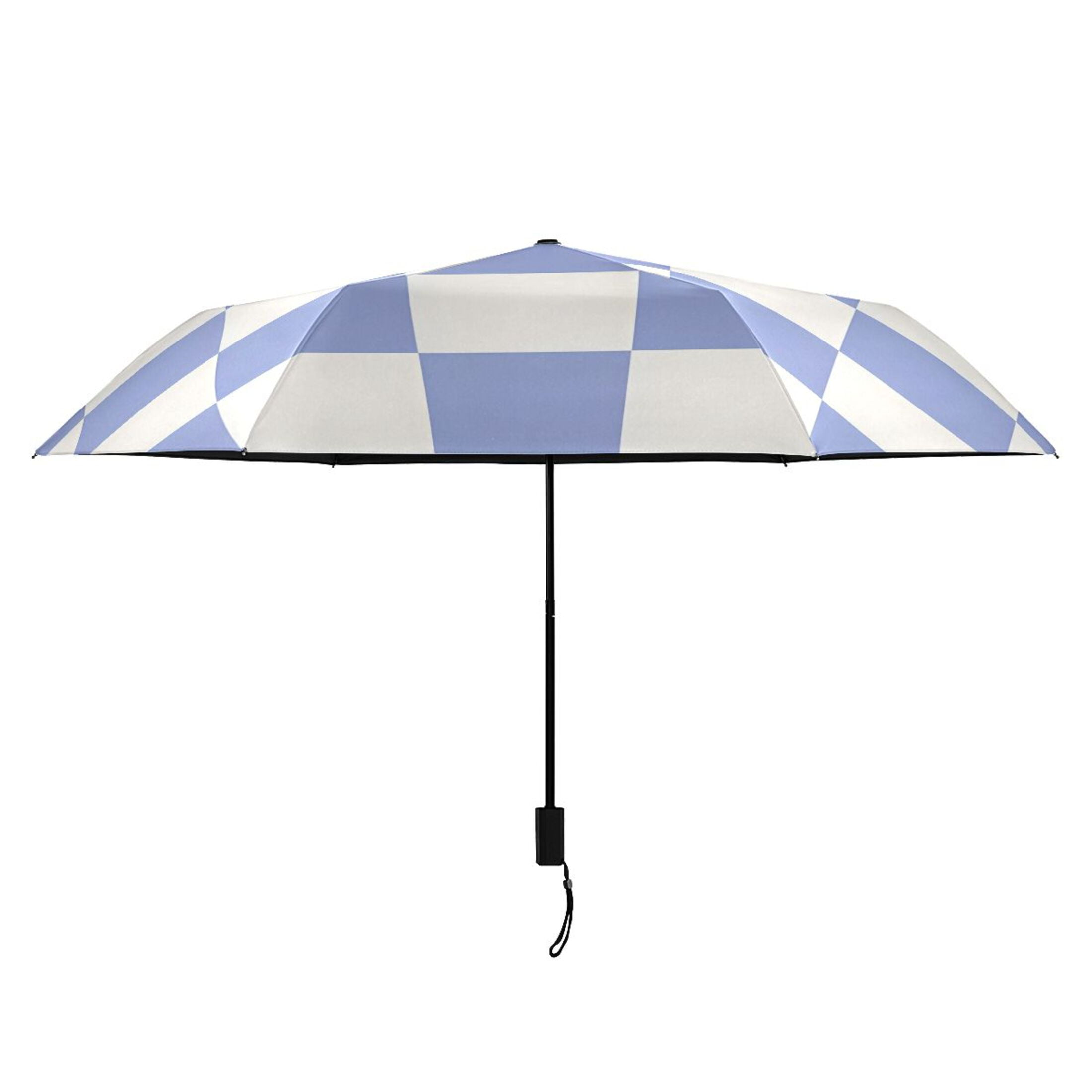 ALAZA Blue Checkered Grid Pattern UPF 50+ Compact Folding Umbrella for Rain Travel Umbrella Packable