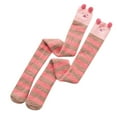 thumbnail image 2 of Lroveb Womens Fuzzy Fleece Stockings Womwn Coral Socks Over The Knee Thicken Warm Sleeping Towel Striped Thigh High Stocking, 2 of 3