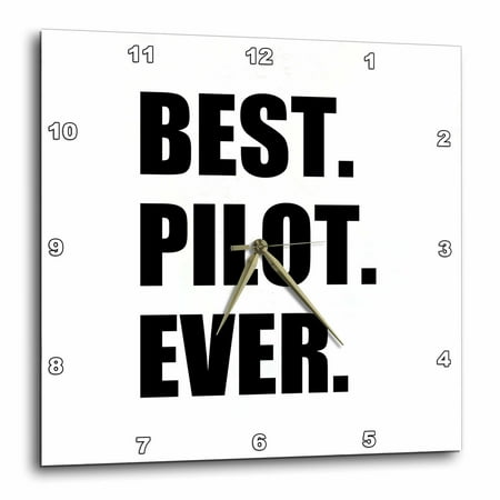 Jet Airplane Clock (3dRose Best Pilot Ever, fun appreciation gift for talented airplane pilots, Wall Clock, 15 by)