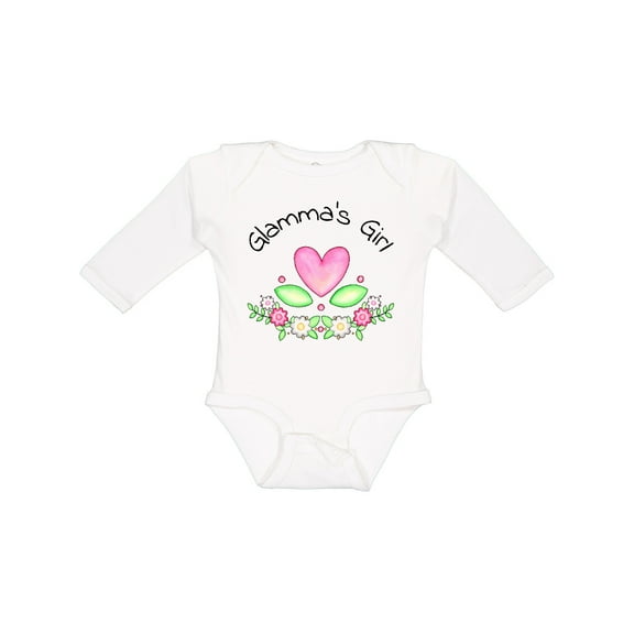 Inktastic Glamma's Girl- heart flowers Girls Long Sleeve Baby Bodysuit