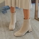 thumbnail image 4 of NECHOLOGY Botas Mujer Adulto Femenino Zapatos Botines mujer Botas largas casuales planas con punta en punta arrugada a la de color sólido para mujer (Beige, 6.5), 4 of 7