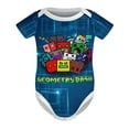 thumbnail image 6 of Geometry Dash Baby Boy Girl Short Sleeve Romper Clothing Set Print Cartoon Baby Summer One Piece Jumpsuit, 6 of 8