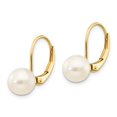 thumbnail image 2 of 14K 7-8mm White Round Freshwater Cultured Pearl Leverback Earrings in 14k Yellow Gold, 2 of 3