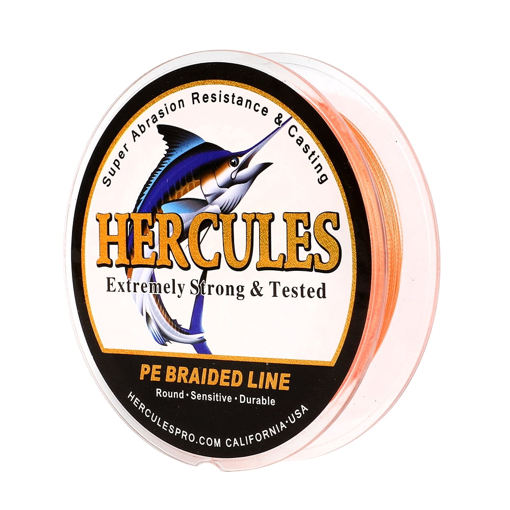 HERCULES Super Strong 1000M 1094 Yards Braided Fishing Line 8 LB Test for Saltwater Freshwater PE Braid Fish Lines 4 Strands - Orange, 8LB (3.6KG), 0.10MM