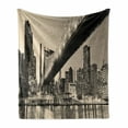 thumbnail image 1 of NYC Scene Soft Flannel Fleece Throw Blanket, Vintage Style Old Picturesque Queensboro Bridge, Cozy Plush for Indoor and Outdoor Use, 70" x 90", Grey Mustard, by Ambesonne, 1 of 6