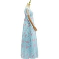 thumbnail image 3 of Regency Style Women's High-Waisted Blue Floral Tea Party Gown, 3 of 6