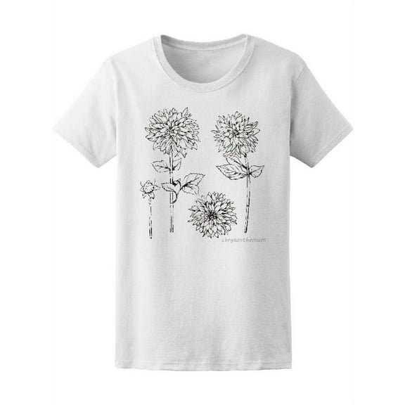 Flowers Sketch T-Shirt Women -Image by Shutterstock, Female Large