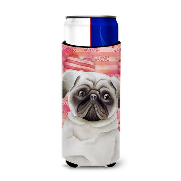 Carolines Treasures CK1392MUK Pug Love Michelob Ultra Hugger for slim cans  Slim Can multicolor