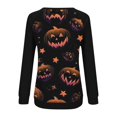 thumbnail image 4 of YVNAURA Women‘s Fashion Printed Long Sleeve Round Neck Sweatshirt Casual Loose Fit Pullover Lightweight Crewneck Top Fall Spring Trendy Graphic Tee Streetwear 1 Pack, Black,S, 4 of 6