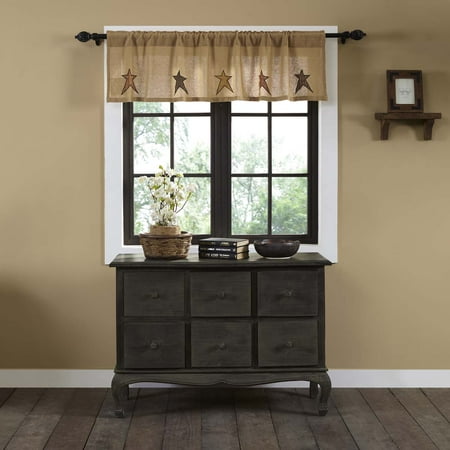 Vhc Brands Stratton Burlap Applique Star Valance Walmart Com
