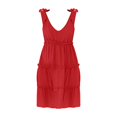 thumbnail image 4 of VUPSGEZ Womens Summer Casual V Neck Sleeveless Mini Dress 2024 Tie Shoulder Tiered Ruffle Swing A Line Short Sundresses (Red,L), 4 of 6