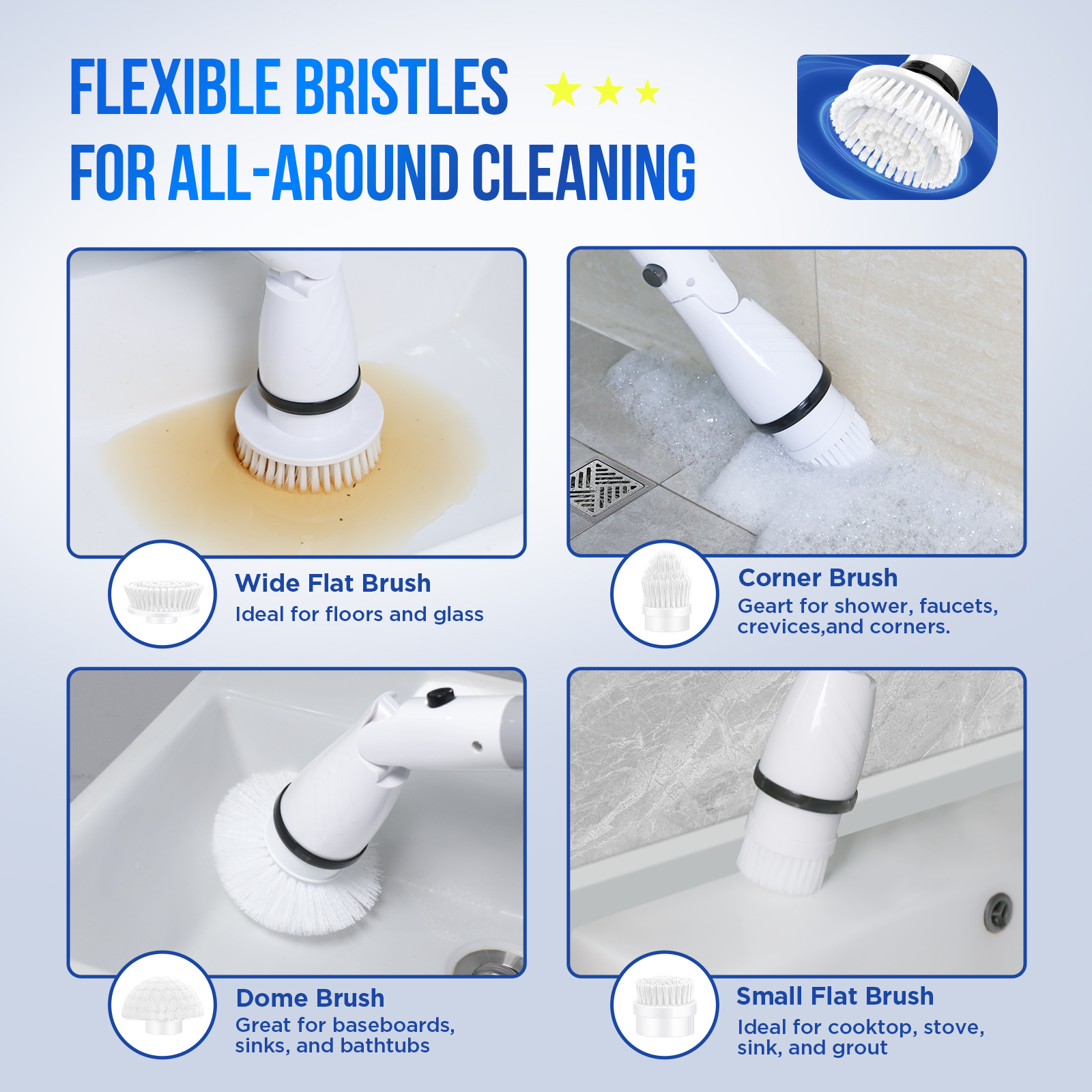 SZRSTH Electric Spin Scrubber with 4 Brush Heads photo 5