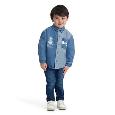 Bluey Toddler Boy Denim Shacket, Sizes 12M-5T