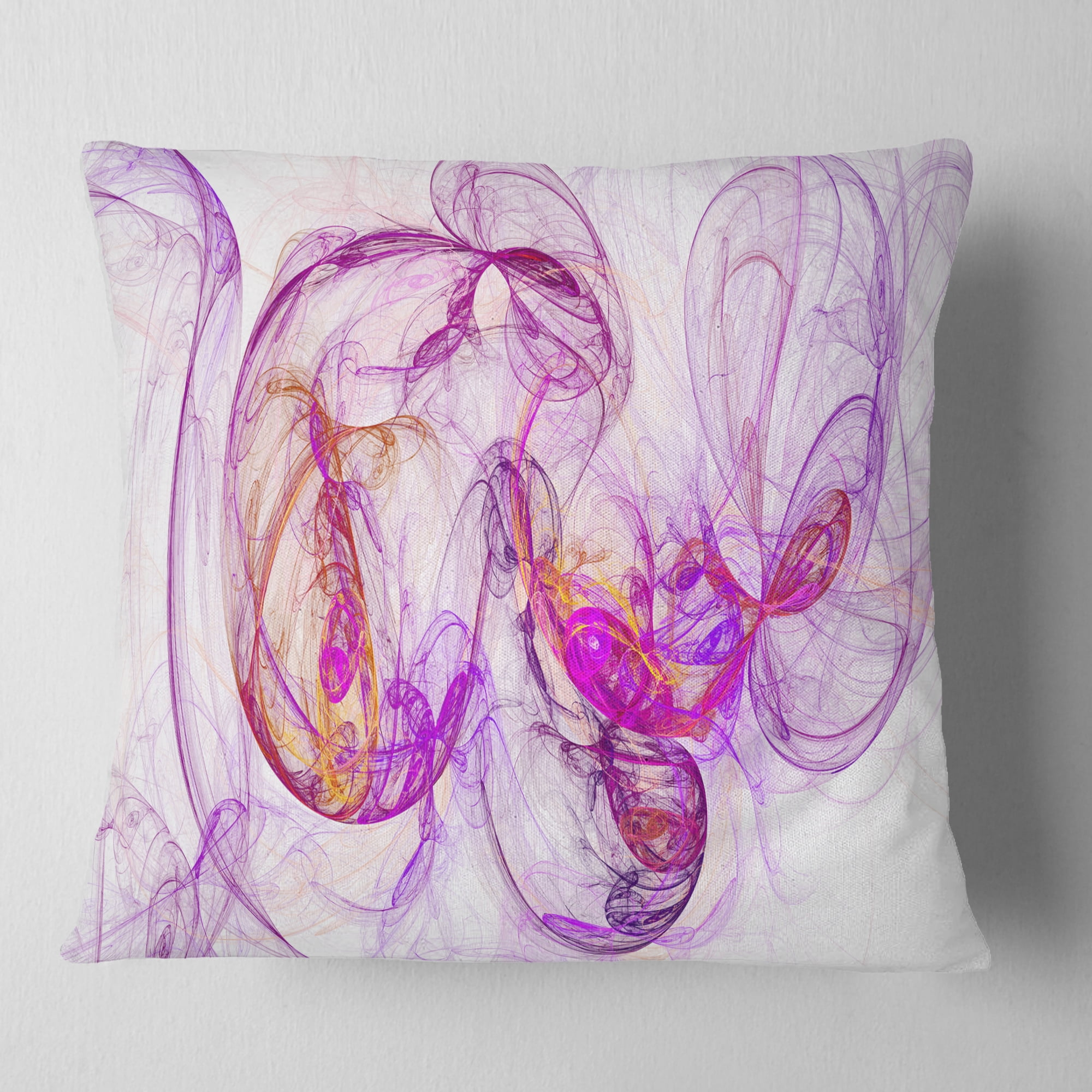 Designart Billowing Smoke Magenta - Abstract Throw Pillow - 18x18