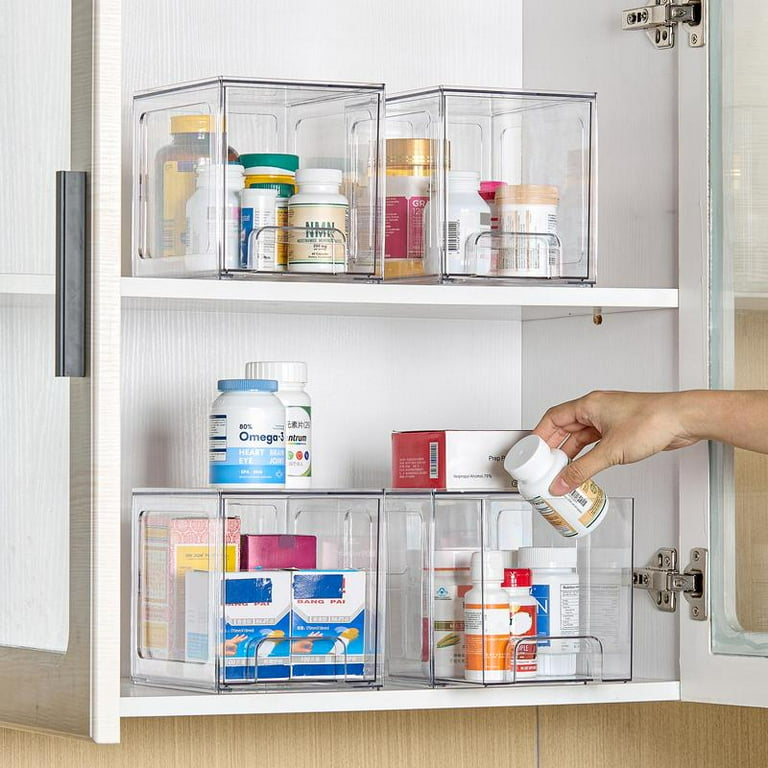 Transparent Clear Stackable Kitchen Pantry Drawers, undersink