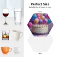 thumbnail image 6 of Honeii Colorful Balloon Cake Celebration Print Leather Coaster Set of 4, Ideal for Safeguarding Your Furniture from Drinks Spills and Effortless Cleanup-Hexagon, 6 of 6