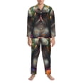 thumbnail image 3 of Lsque Colorful Flower Meditating Hamster Pattern Long Sleeve Pajama Set for Men - Soft 2-Piece Sleepwear and Loungewear Set with Pockets, Comfy Nightwear-X-Large, 3 of 7
