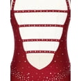 thumbnail image 5 of Kaerm Women Sleeveless Lyrical Dance Dress Shiny Rhinestone Figure Ice Skating Leotard Dresses Burgundy S, 5 of 7