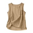 thumbnail image 4 of Linen Tank Tops for Women Casual Loose Camisole Sleeveless Gauze Shirts Plus Size Boho Spring Summer 2026 Clothing With Pocket, 4 of 4
