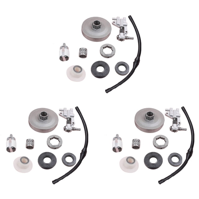 3X Engranaje Helicoidal de Bomba de Aceite de Tambor de Rueda Dentada de Embrague para China 4500 5200 45Cc 5 Sello de Aceite Línea de Filtro de Combustible Pieza de Motosierra