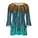 thumbnail image 4 of ICHUANYI Clearance Fashion Women's Summer V-Neck 3/4 Sleeve Print Casual T-shirt Blouse(Blue, M) ICHUANYI WER2023081016791, 4 of 5