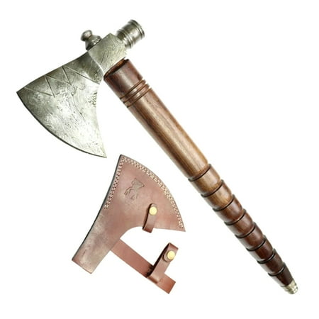 TheBoneEdge 17.5 Custom Handmade Damascus Blade Hollow Wood Handle Tomahawk Smoking Axe