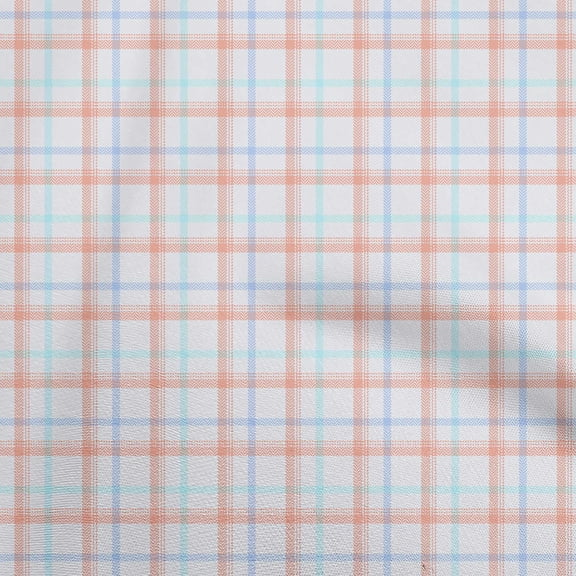 oneOone Georgette Viscose Peach Fabric Check Quilting Supplies Print Sewing Fabric By The Yard 42 Inch Wide