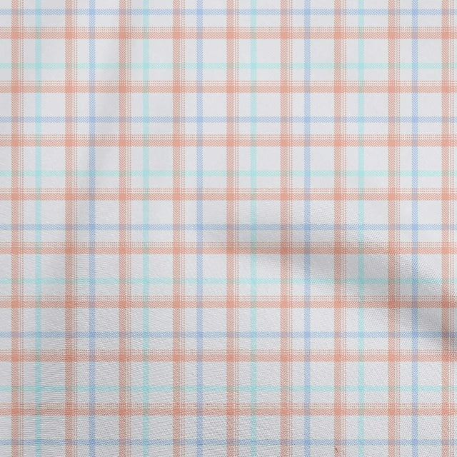 oneOone Cotton Jersey Peach Fabric Check Craft Projects Decor Fabric Printed By The Yard 58 Inch Wide