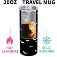 thumbnail image 5 of Black Bats 20 oz Tumbler with Lid and Straw Travel Coffee Mug Spill Proof Stainless Steel Double Wall Vacuum Insulated Cup, 5 of 6