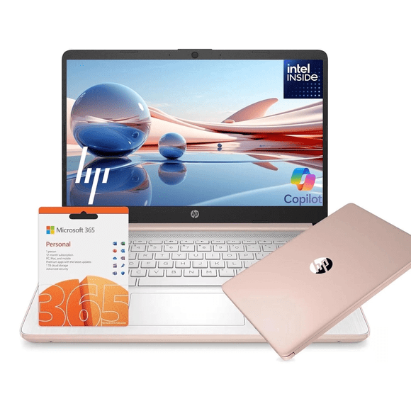 Laptop HP 14 AI Copilot, CPU Intel de 4 Núcleos, 8GB de RAM, 128GB de Almacenamiento, 1 Año de Office 365, Win 11S, Rosa