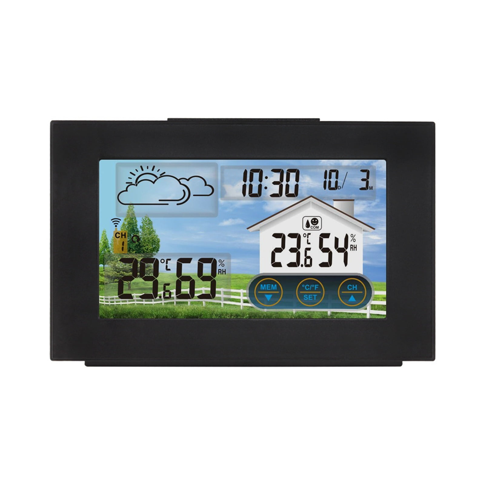 Wireless Color Display Digital Temperature Humidity Monitor Weather Clock Weather Station Indoor Outdoor ,Enhanced Signal Transmission