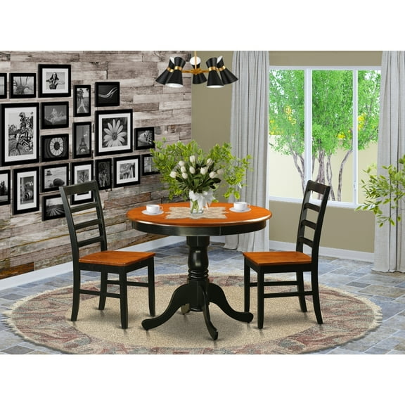 Small Dining Table Set for 2- Kitchen Table with Chairs - Black Finish