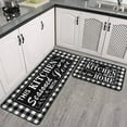 thumbnail image 2 of Buffalo Plaid Kitchen Rug 2 Pieces Set, Washable Non-Slip Kitchen Sink Decor Carpet, Home Black and White Cushioned Kitchen Floor Standing Mats 17"x47"+17"x30", 2 of 6