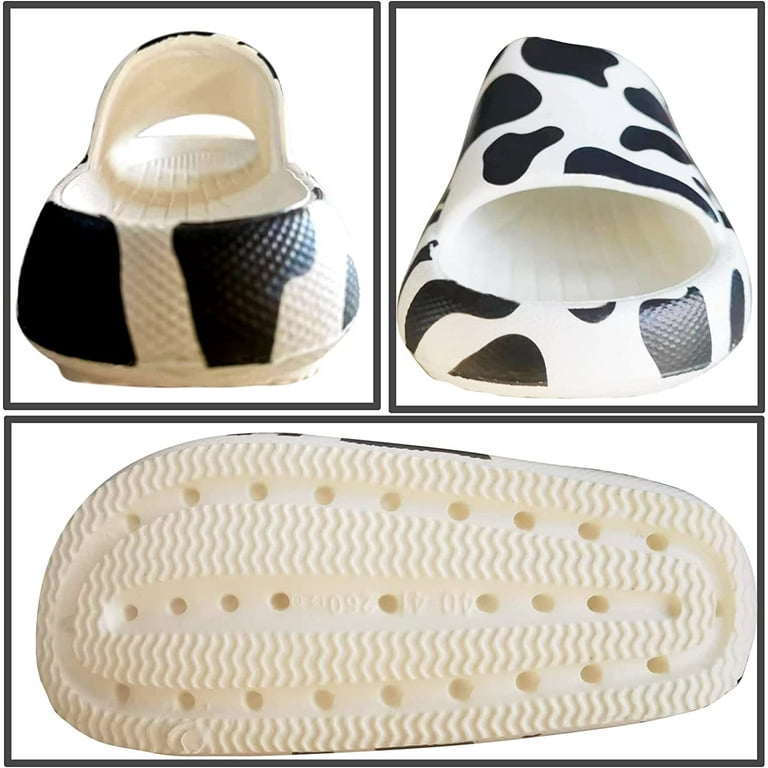 Cow Print Slides for Women Men Cute Animal Funny Pillow Slide Sandals Thick Sole Cloud Slippers Non Slip Shower Shoes for Summer Beach Indoor Outdoor
