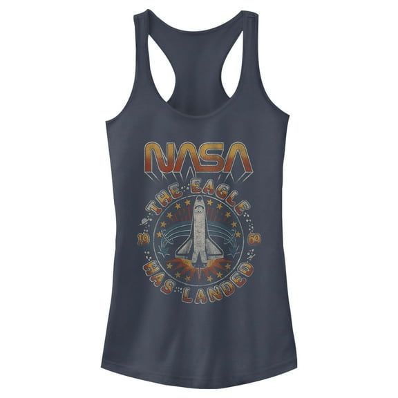 Junior's NASA Eagle Has Landed  Racerback Tank Top Indigo Medium