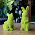 thumbnail image 3 of Artificial Spring Festival Imitation Flocked Rabbit Garden Statue Porch Patio Hallway Plant Pot Bunny Sculpture indoor e outdoor home Decor Crafts sentarse con soporte Macarena Estatua de conejo al aire libre, 3 of 8