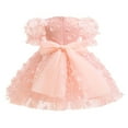 thumbnail image 7 of Baby Girl Dresses Cute Child Puff Sleeve Tulle Dress Butterfly Pattern Bow Knot Princess Dress Gown Dress Girls Summer Dress Pink 6-12 Months, 7 of 7