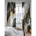 thumbnail image 3 of Abstract Art Sheer Curtains 108 Inch Long 2 Panels, Gold Black Gradient Marbling Water Ripple Light Filtering Rod Pocket Semi Sheer Curtains, Sheer Voile Drapes for Living Room Bedroom, 52"x108", 3 of 5