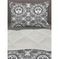 thumbnail image 3 of Astrology Comforter & Sham Bedding Set, Floral Mandala Sun Face Pattern Bohemian Theme Oriental Folk Ornament, 3 pcs Duvet Set Microfiber Filling Quilt, 5 Sizes, White Black, by Ambesonne, 3 of 4