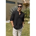 thumbnail image 4 of Camisa Cuello Mao Lino Hombre Casual Manga Larga Slim Fit, 4 of 8