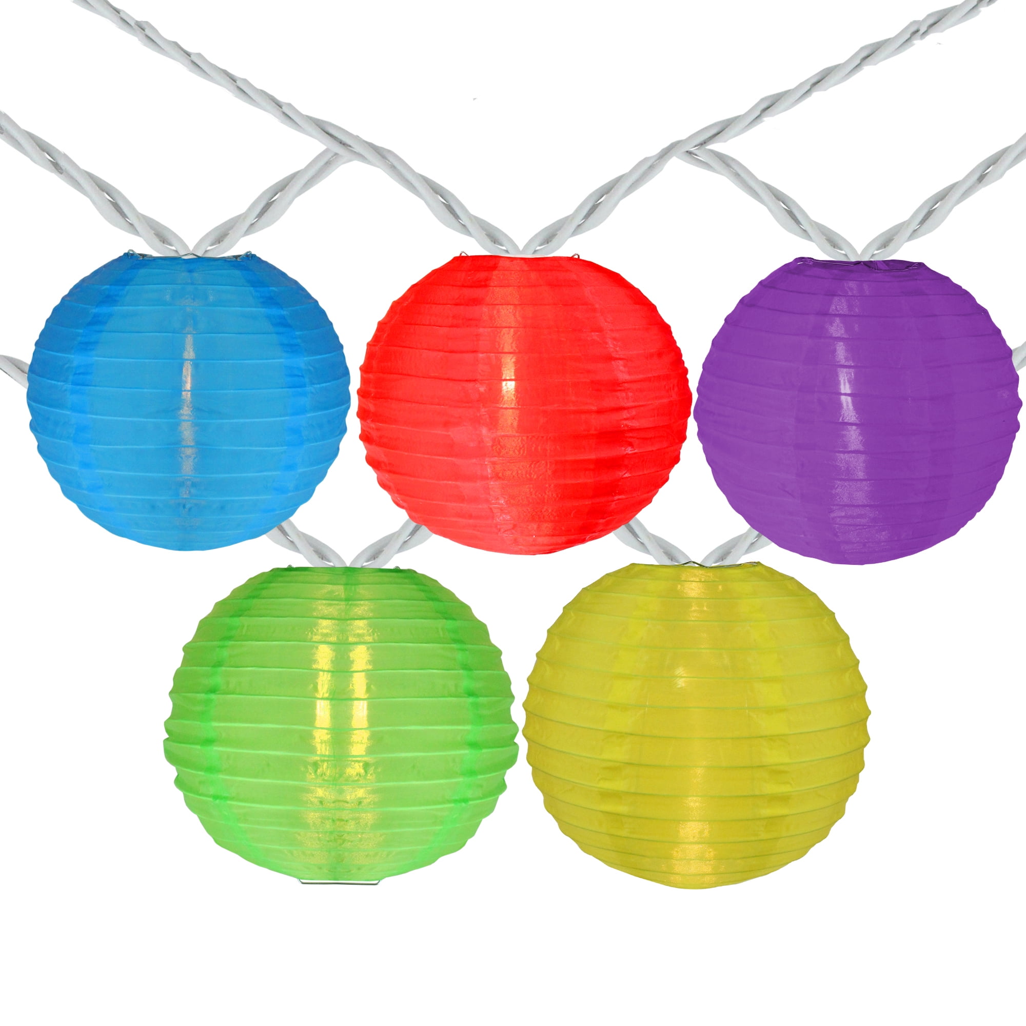 10Count MultiColor Round Lantern Patio String Light Set, 7.25ft