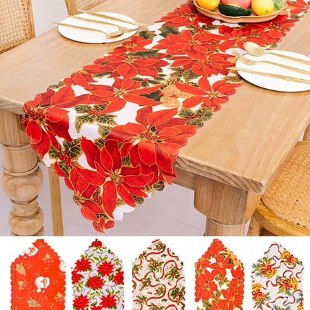 

Cheers.US Snowman Christmas Birds Trees Table Runner Seasonal Winter Xmas Holiday Kitchen Dining Table Decoration for Indoor Outdoor Home Party Decor-72.83 x 13.78