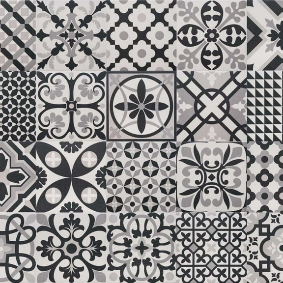 The Tile Life Ellis Taco Black Porcelain Encaustic Tile - 6.5 x 6.5 in. - Matte - 20-Piece - Floor, Wall, Backsplash