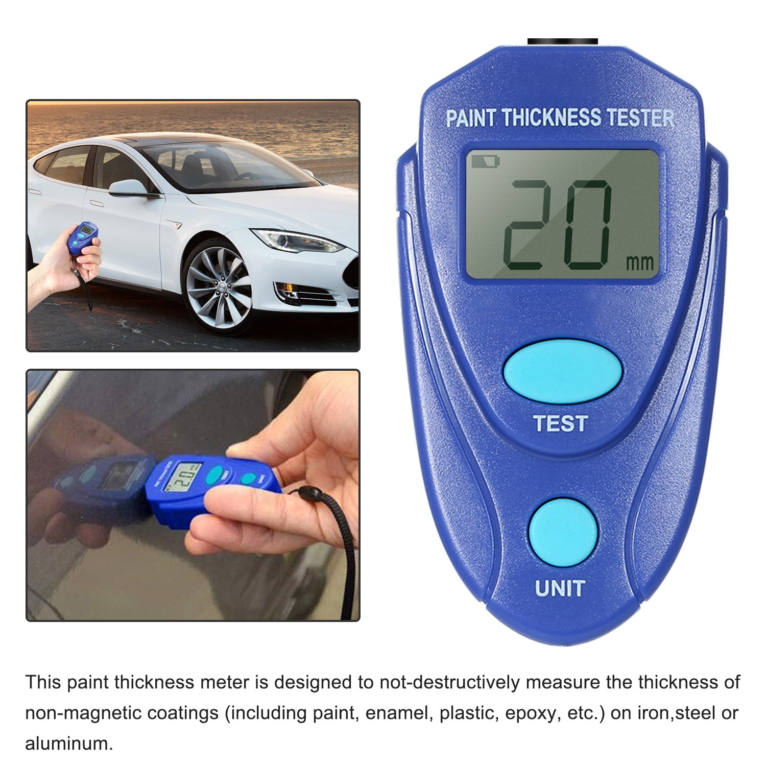 Digital Paint Coating Thickness Gauge Tester Meter Professional LCD Mini For Car