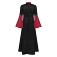 thumbnail image 5 of Aislor Women Color Block Mandarin Collar Flared Sleeves Gown Full Length Bodycon Dress Burgundy M, 5 of 7