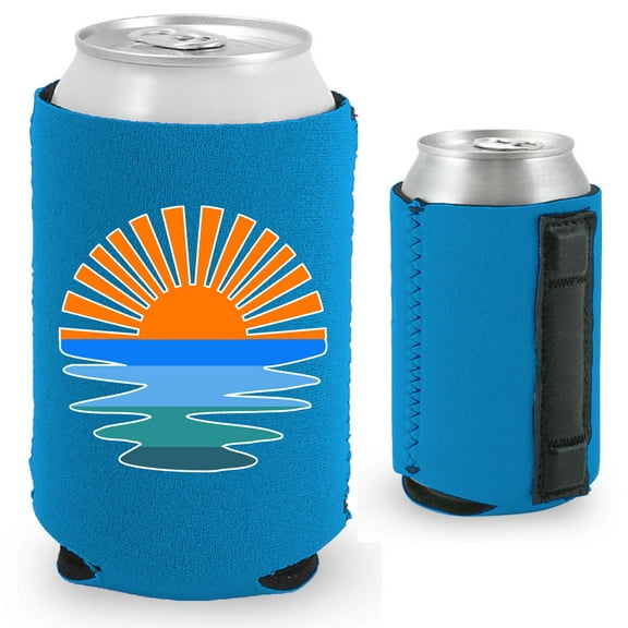 Retro Sunset Magnetic Can Coolie (Neon Blue)