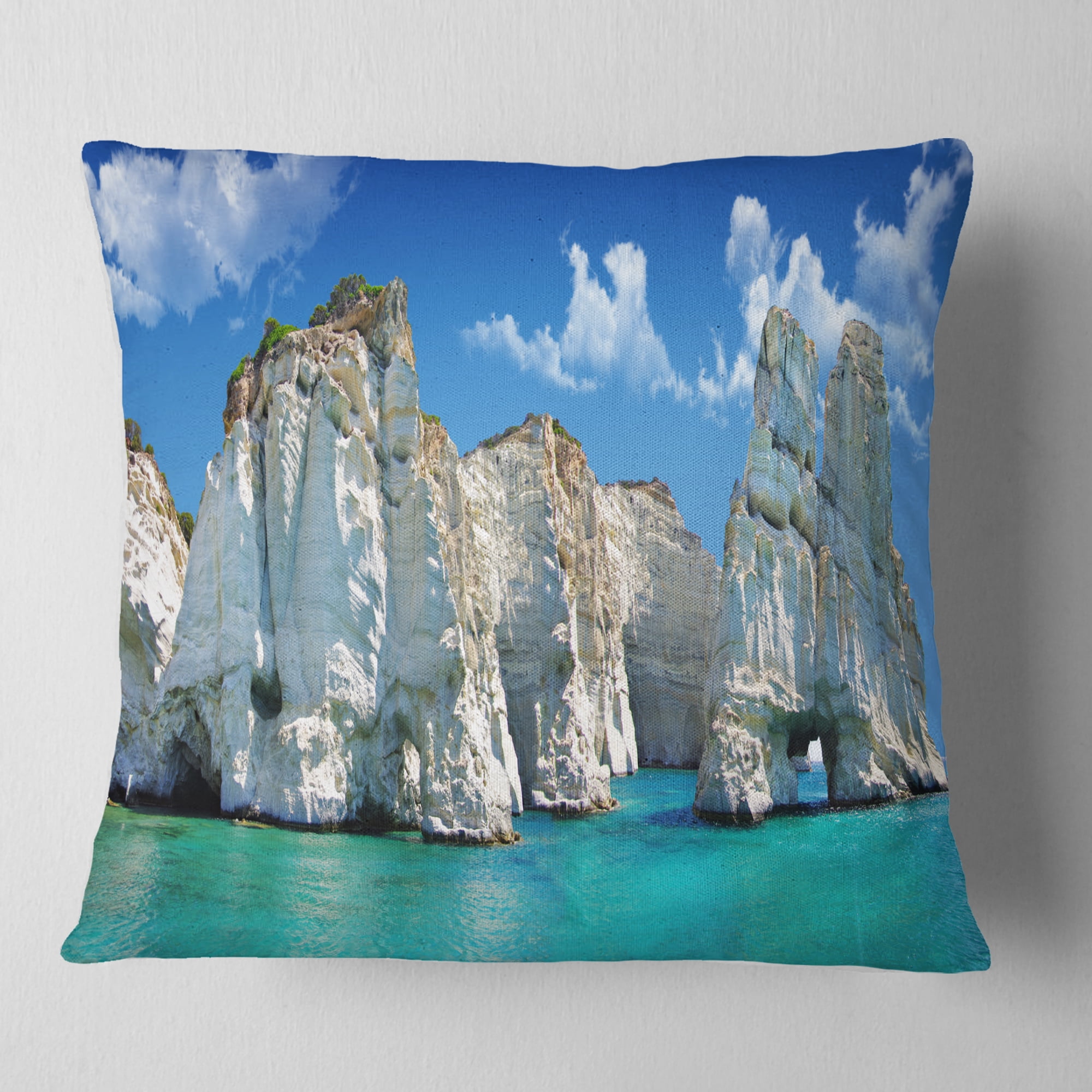 Designart Greek Holidays - Cityscape Photo Throw Pillow - 18x18
