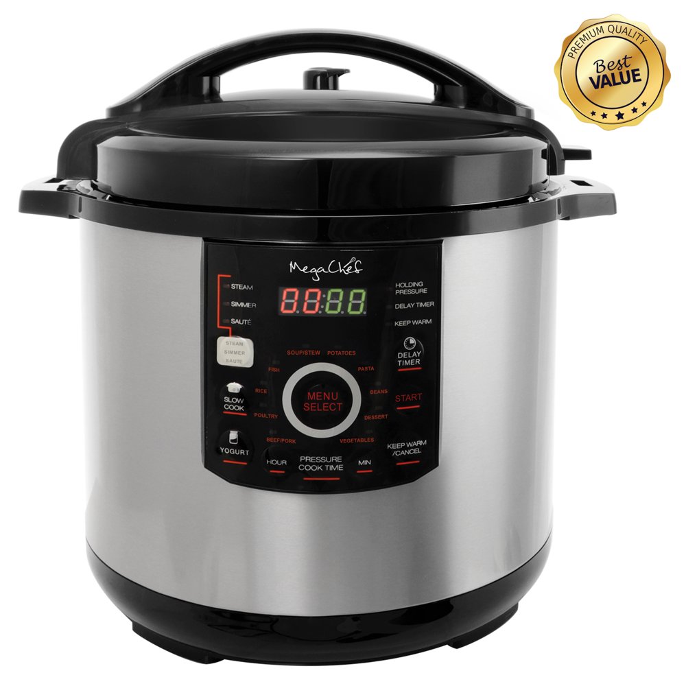 Megachef 12 Quart Steel Digital Pressure Cooker with 15 Presets and